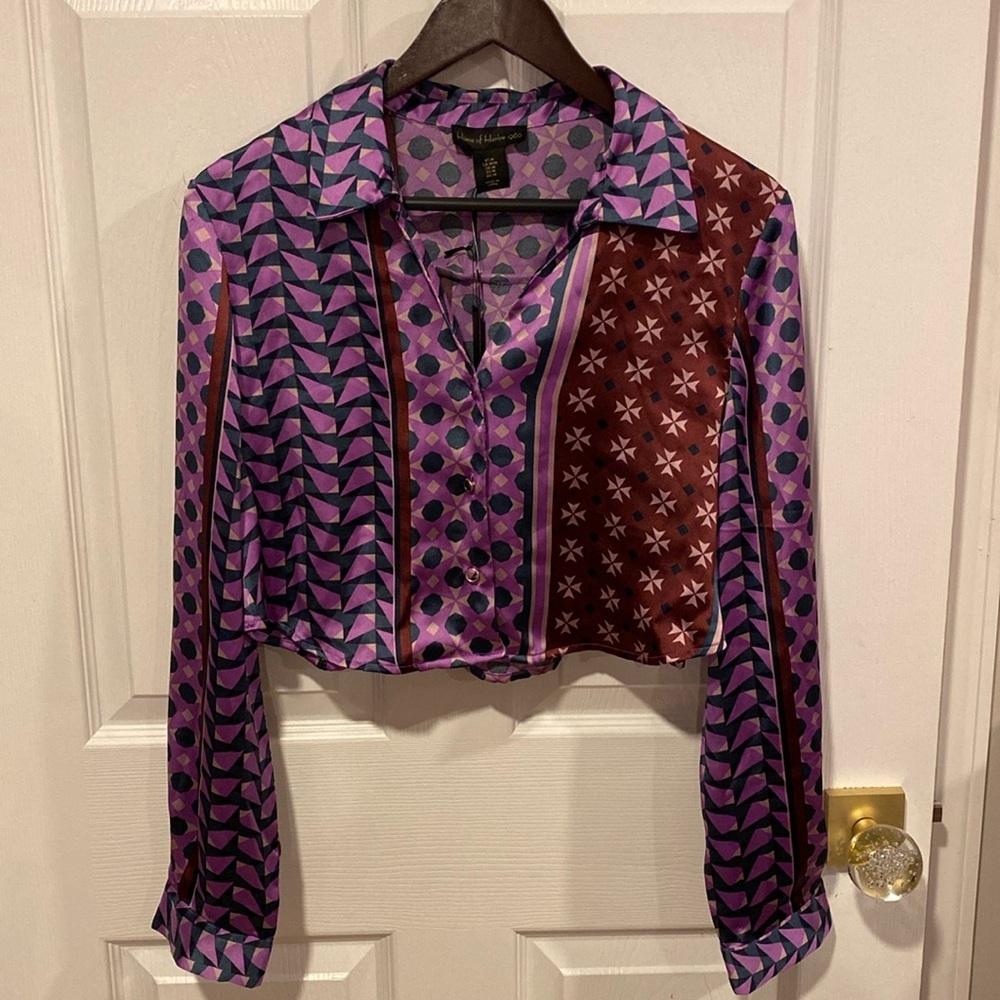 House of Harlow 1960 Purple and Brown Blouse
